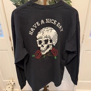 Cactus & Skull Graphic Skull Tee T Shirt LS XL